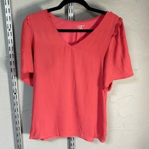 LOFT Pink Short Sleeve V-Neck Top